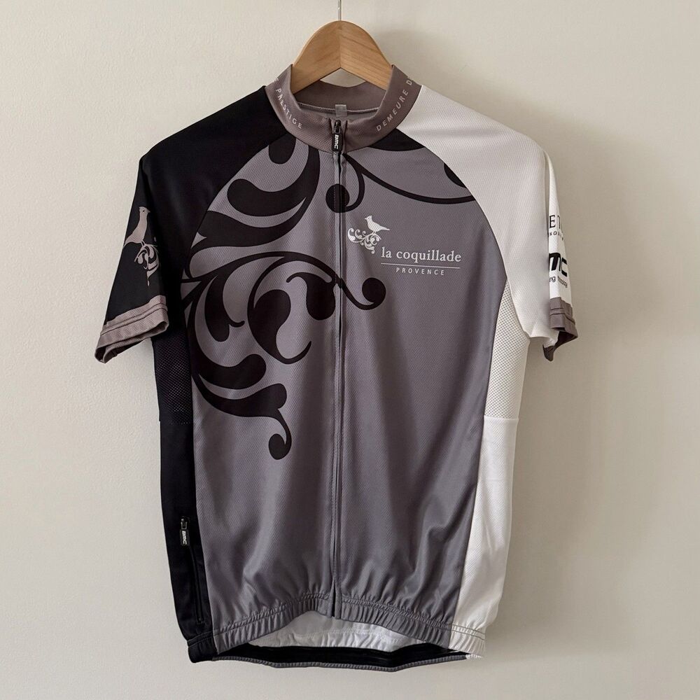 La Coquillade Provence BMC Unisex Size Medium Cycling Jersey Gray White